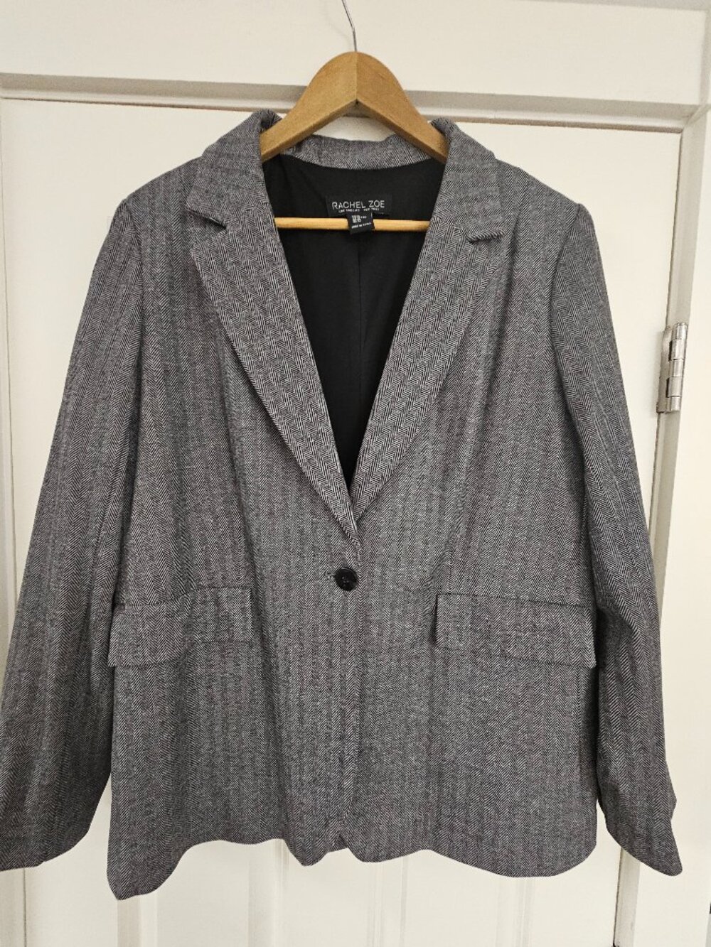 Rachel Zoe Women's Blazer Herringbone-patterned, side pockets, size XL